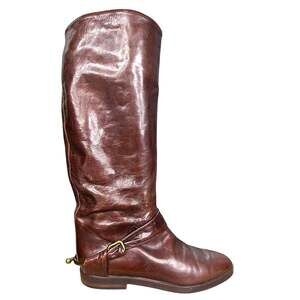 Vintage Joan & David Women's Brown Leather Equestrian Riding Boots Size 38 US 8
